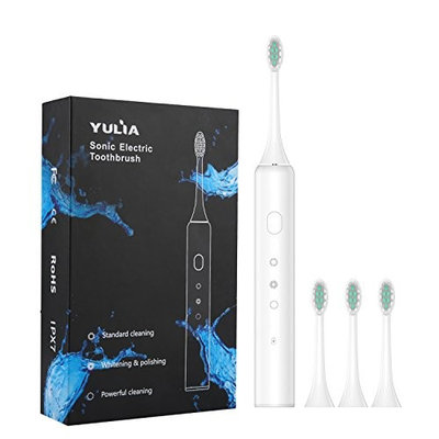 Sonic Electric Toothbrush, USB Rechargeable Toothbrush with Long Battery Life and 3 Brushing Modes 2 Minutes Timer 4 Replacement Heads IPX7 Waterproof for Shower
