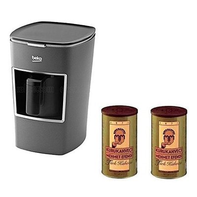 Beko Turkish Coffee Maker BKK 2113M (Usa 120 Volt) with Two (2) Mehmet Efendi Turkish Coffee 8.8OZ Bundle