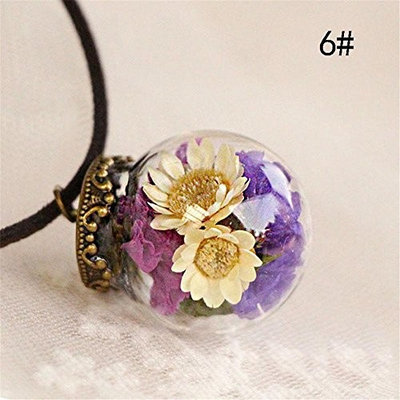 KeyZone Hot Stylish Crystal Glass Ball Long Strip Leather Chain Pendant Necklace