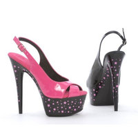 Stardust Slingback Buckle Strap With Star Print Stiletto Pump-Size 10-Fuchsia