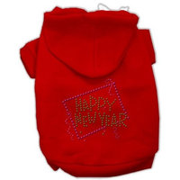 Mirage Pet Products Happy New Year Rhinestone Hoodies, Red, XX-Large/Size 18