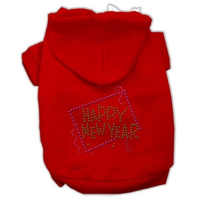 Mirage Pet Products Happy New Year Rhinestone Hoodies, Red, XX-Large/Size 18