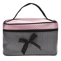 Cosmetic Bag,YJM Square Bow Stripe Cosmetic Bag