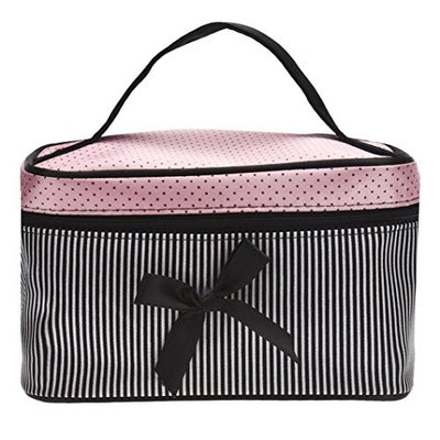 Cosmetic Bag,YJM Square Bow Stripe Cosmetic Bag