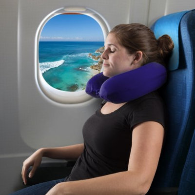 Trademark Global Llc Memory Foam Travel Pillow- Round U-Shaped Neck/Head Support with Pillowcase Protector for Sleeping, Airplanes, Train and Camping by Somerset Home