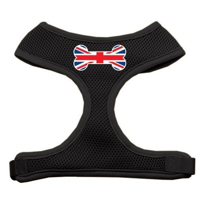 Mirage Pet Products Bone Flag UK Screen Print Soft Mesh Dog Harnesses, Small, Black