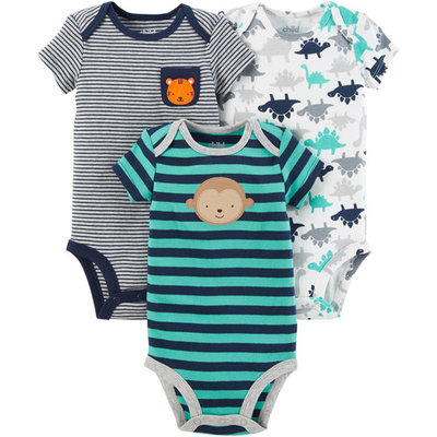 Short Sleeve Bodysuits, 3pk (Baby Boys)