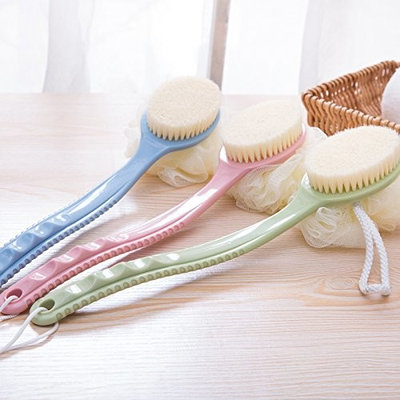 GREENANTS Easy Lotion Applicator -Back Scrubber- Long Handled Exfoliating Bath & Shower Body Brush - Men & Women , Colour: Blue, Pink, Green - Set of 3