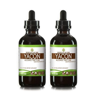 Secrets Of The Tribe Yacon Tincture Alcohol Extract, Organic Yacon (Smallanthus sonchifolius) Dried Root 2x4 oz