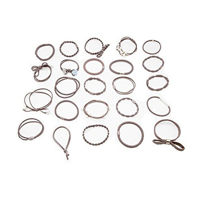 24pcs Fashion Elastic Hair Ties Hair Ring Elastic Bands Ribbon Ponytail Holders Headband Hair Accessories for Ladies Women Girls DIY Hairstyle Brown