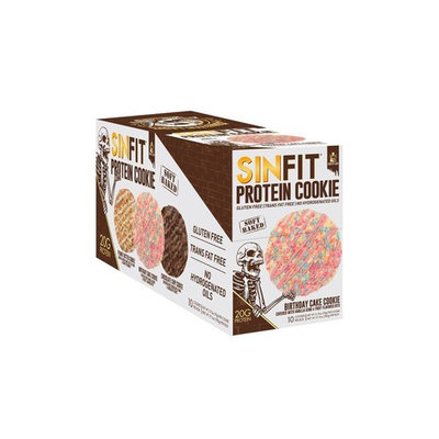 SinFit Labs Protein Cookies Drizzle Covered 3 FLAVORS Birthday Cake, Chocolate Chip , Peanut Butter (Variety)