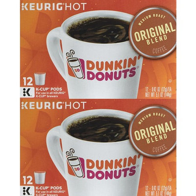Dunkin' Donuts Hot Bevrage K-Cups (Original Blend, Two Boxes (24 Pods)