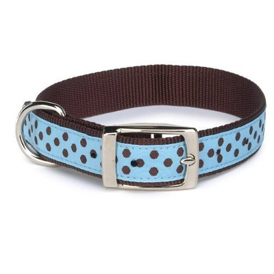 East Side Collection Dog Nylon Pastel Polka Dot Collar, 11-14-Inch, Air Blue