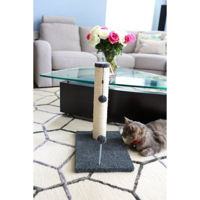 One Source International, Llc 20 inch Sisal Scratching Post (Grey Fleece 12x16 Base)