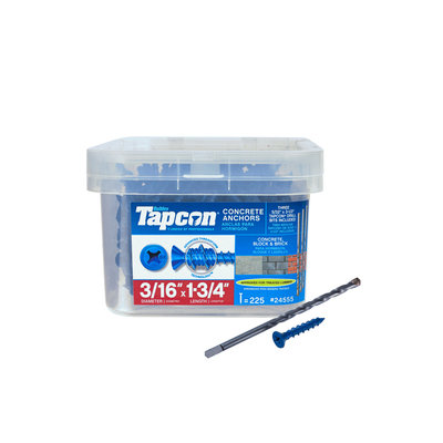 Tapcon 225-Count 3/16-in x 1.75-in Blue Steel Self-Tapping Concrete Screw 24555