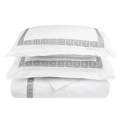 Superior Kendell Greek Border Cotton Duvet Cover Set