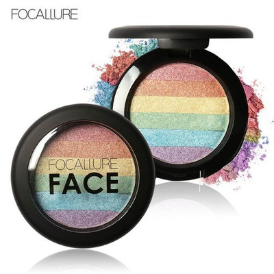DATEWORK Rainbow Highlight Eyeshadow Palette Baked Blush Face Shimmer Color