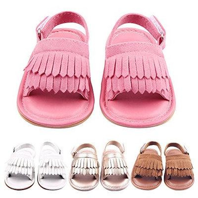 Summer Lovely Tassel Style Baby Girl Boy Toddlers Kids Sandals Shoes with Soft Anti-Slip Rubber Sole Matte Upper Brown Size 13 Fits Babies Aged 12 to 18 Months