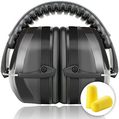 G & F 34dB Highest NRR Safety Earmuffs - Professional Ear Defenders for Shooting, Adjustable Headband Ear Protection / Shooting Hearing Protector Earmuffs Fits Adults to Kids, Black
