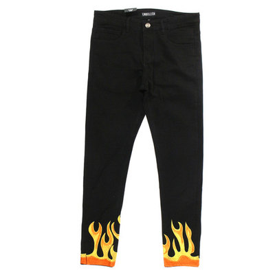 EMBELLISH FLAME BLACK DENIM