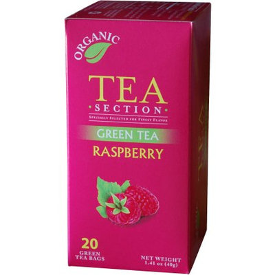 Tea Section Raspberry Organic Green Tea 20 Bags - Case of 6