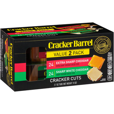 Cracker Barrel Extra Sharp Cheddar & Sharp White Cheddar Cheese Cracker Cuts Variety Pack 24-48 ct Boxes