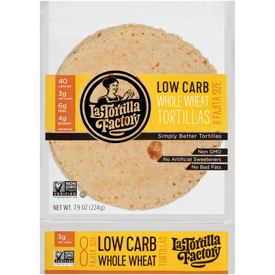 La Tortilla Factory™ Fajita Size Low Carb Whole Wheat Tortillas 7.62 oz. oz. Bag