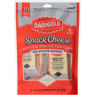 Darigold® Medium White Cheddar No Color Added Snack Cheese 10-0.75 oz. Packs