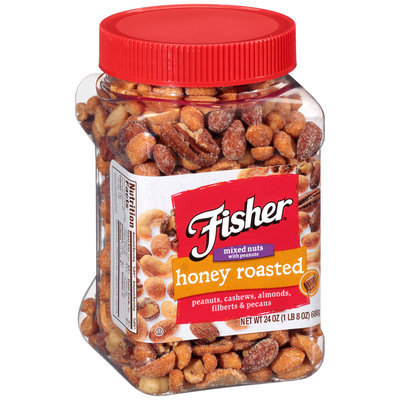 Fisher® Honey Roasted Mixed Nuts with Peanuts 24 oz. Plastic Container