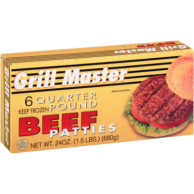 Grill Master 6 Quarter Pound Beef Patties 24 oz Box