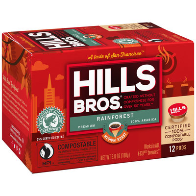 Hills Bros.® Rainforest Blend Medium Roast Single-Serve Pods 12ct Box