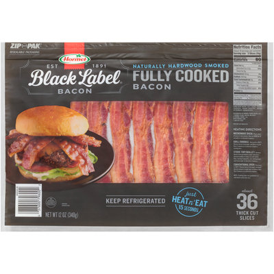 Hormel® Black Label® Fully Cooked Naturally Hardwood Smoked Bacon 12 oz. Package