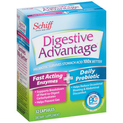 Schiff® Digestive Advantage® Fast Acting Enzymes + Daily Probiotic Dietary Supplement Capsules 32 ct Box