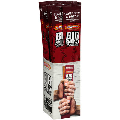 Old Wisconsin® Big Smokey Bourbon & Bacon Twisted Link Sausage Stick Display 14-2.5 oz. Packs