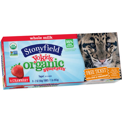 Stonyfield® Yokids® Organic Squeezers® Strawberry Whole Milk Yogurt 8-2 oz Tubes