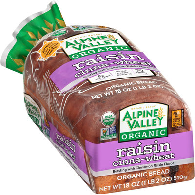 Alpine Valley™ Organic Raisin Cinna-Wheat Bread 18 oz. Bag