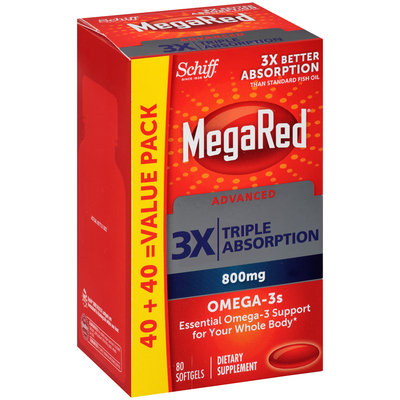 Schiff® MegaRed® Advanced 3x Triple Absorption Omega-3s Dietary Supplement 800mg Softgels 80 ct Box