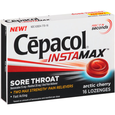 Cepacol® Instamax™ Sore Throat Arctic Cherry Oral Pain Reliever Lozenges 16 ct Box