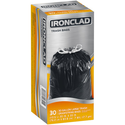 Ironclad® 30 Gallon Large Drawstring Trash Bags 30 ct Box