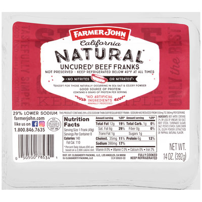 Farmer John™ California Natural Uncured Beef Franks 14 oz. Pack