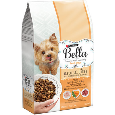 Purina Bella Natural Bites Plus Vitamins and Minerals With Real Chicken & Beef and Accents of Sweet Potatoes & Spinach Adult Dry Dog Food – 3 lb. Bag