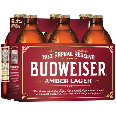 Budweiser® Amber Lager Beer 6-12 fl. oz. Glass Bottles
