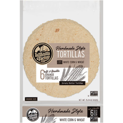 La Tortilla Factory™ White Corn & Wheat Grande Handmade Style Tortillas 6 ct Bag