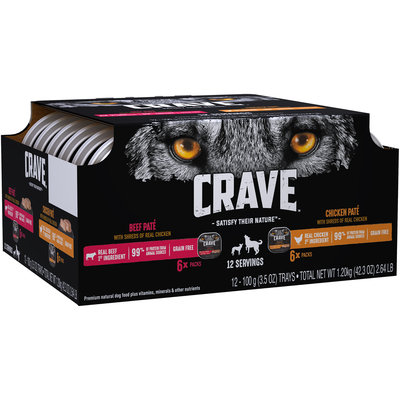 Crave™ Beef Pate/Chicken Pate Premium Dog Food 12-3.5 oz. Trays