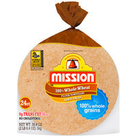 Mission® 100% Whole Wheat Medium Soft Taco Flour Tortillas 24 ct Bag