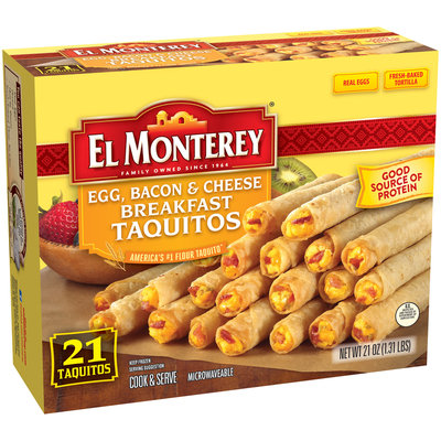 El Monterey® Egg, Bacon & Cheese Breakfast Taquitos 21 oz. Box