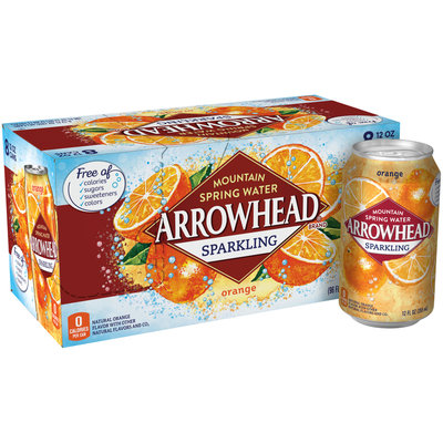 ARROWHEAD Orange Sparkling Mountain Spring Water 12oz cans (Pack of 8)