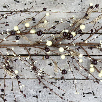 Kmi International Burgundy and Cream Mixed Berry with Burlap Garland