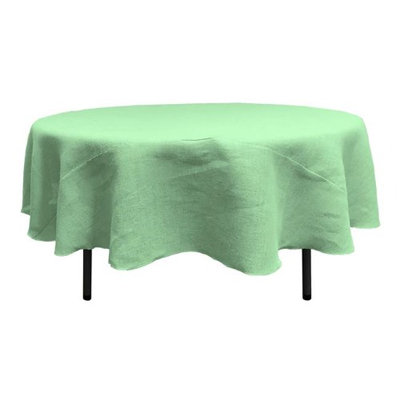 LA Linen TCBurlap72R-Mint Round Dyed Natural Burlap Tablecloth Mint - 72 in.