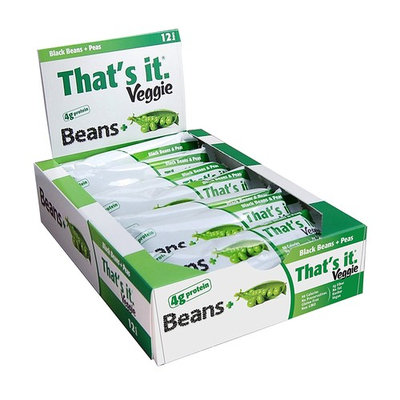 That’s It Black Bean & Peas Veggie Bars, Natural Great Tasting Healthy Full Serving of 100% Real Vegetable Snack on The Go, 4g Protein and Fiber, No Preservatives, Vegan, Gluten Free, Paleo (12 Pack)